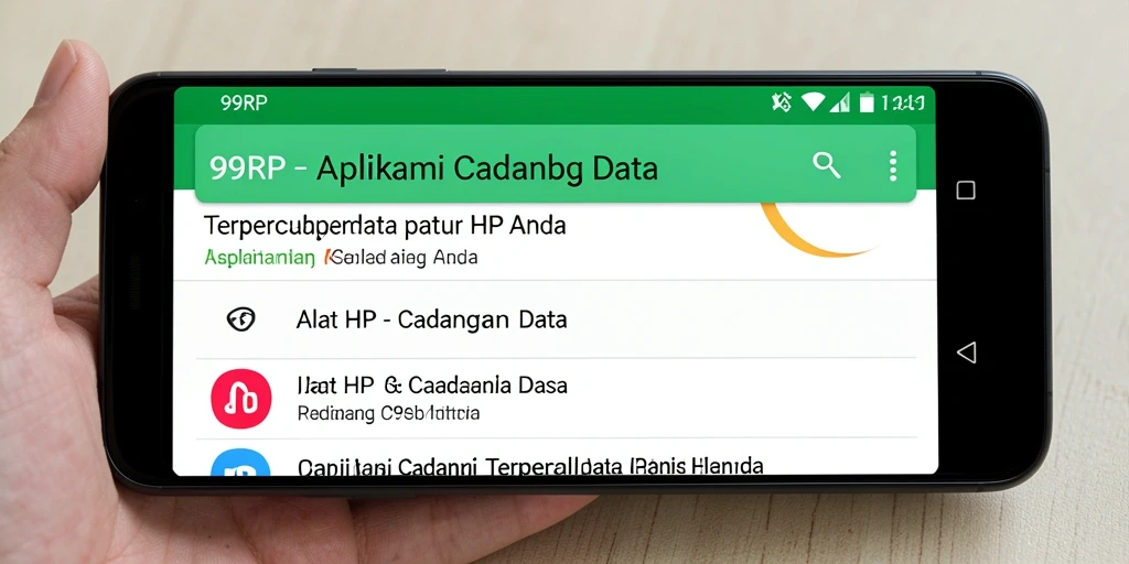 Tampilan antarmuka utama 99RP untuk cadangan data yang aman.