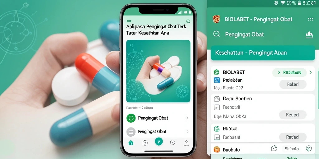Tampilan antarmuka pengguna BIOLABET yang memudahkan pengaturan pengingat obat.