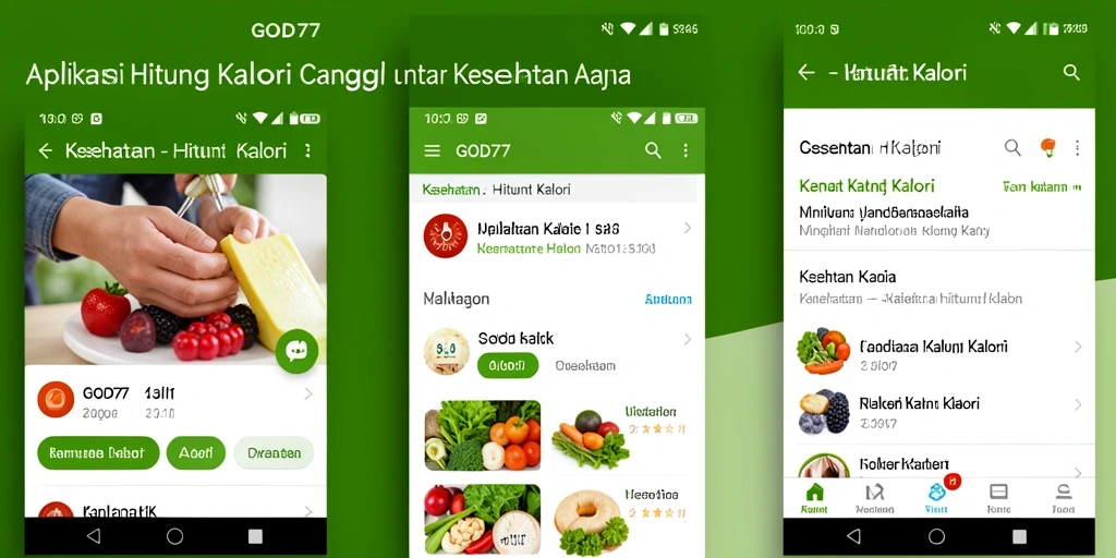 Tampilan antarmuka GOD77 yang mudah digunakan untuk Hitung Kalori.
