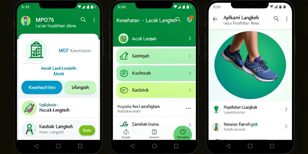 Antarmuka aplikasi MPO76 yang sederhana dan fungsional untuk lacak langkah.
