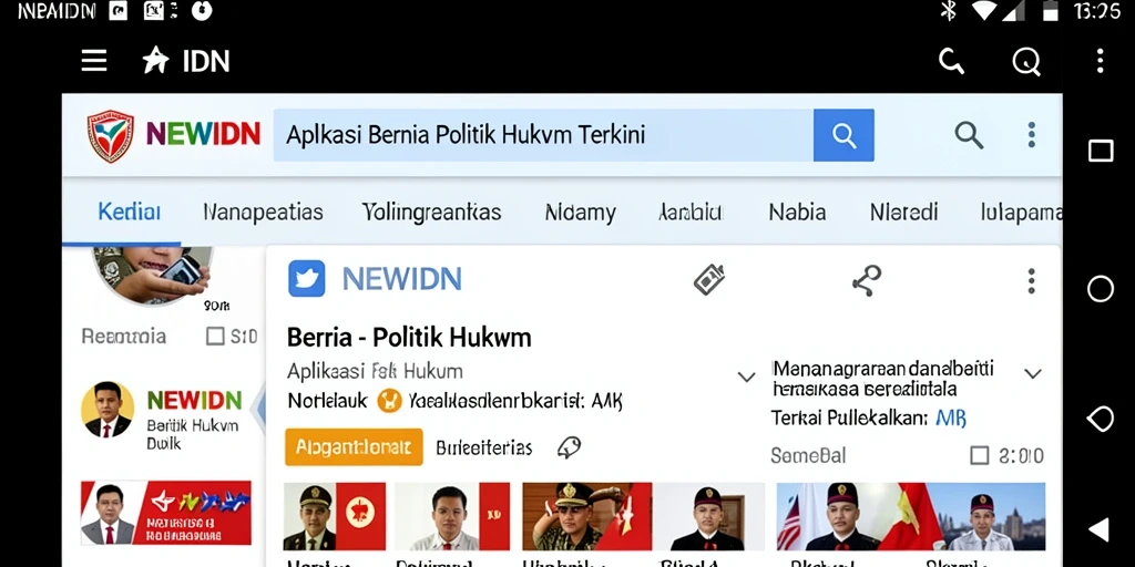 Antarmuka aplikasi NEWIDN menampilkan informasi hukum dan politik yang jelas.