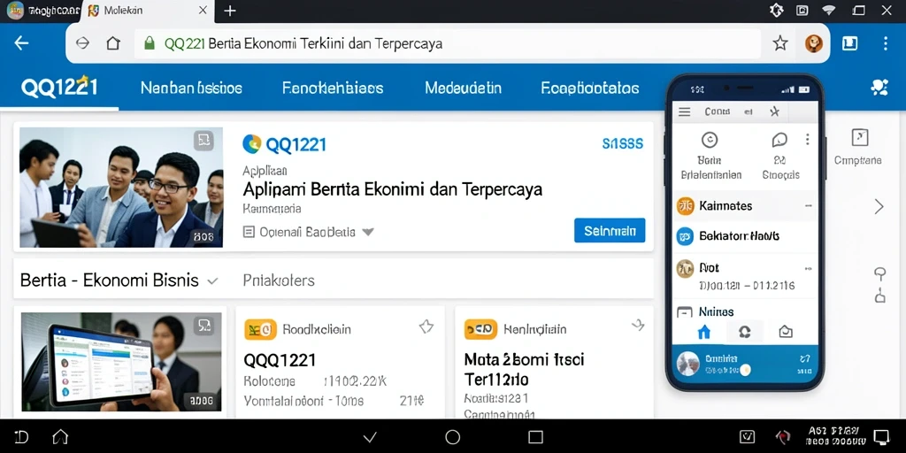 Tampilan antarmuka intuitif aplikasi QQ1221 untuk berita ekonomi.